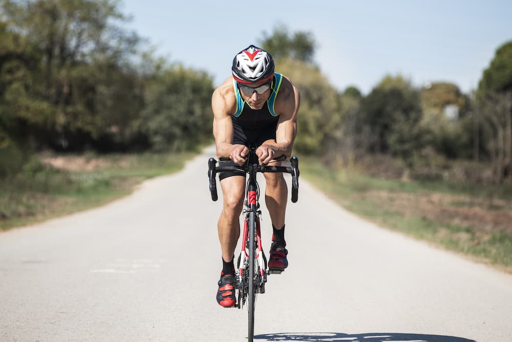 Man riding a bike.